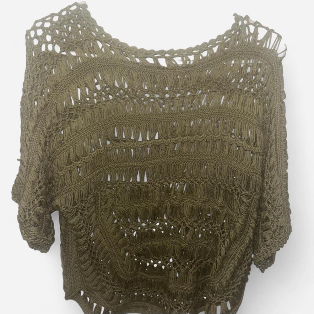 Olive Green Women's Crochet Sweater Cardigan